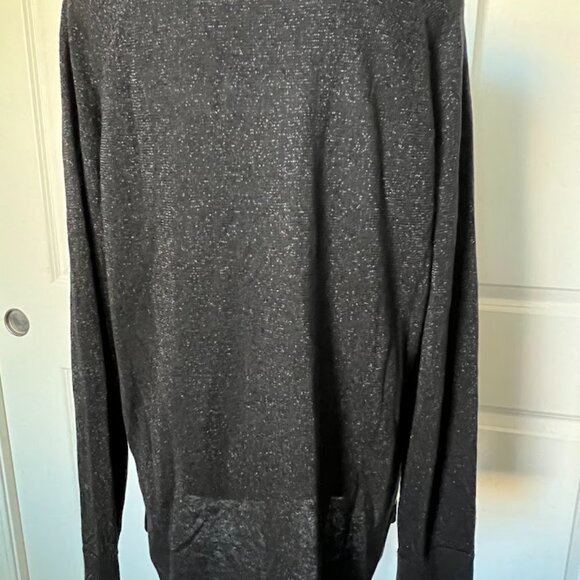 Michael Kors Silver Black Long Sleeve Striped Metallic Sweater Size Large - Picture 10 of 12